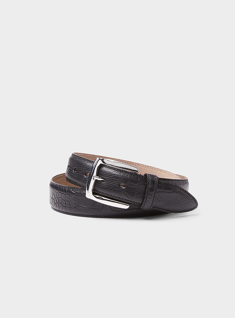 Croc-textured leather belt product image (primary)