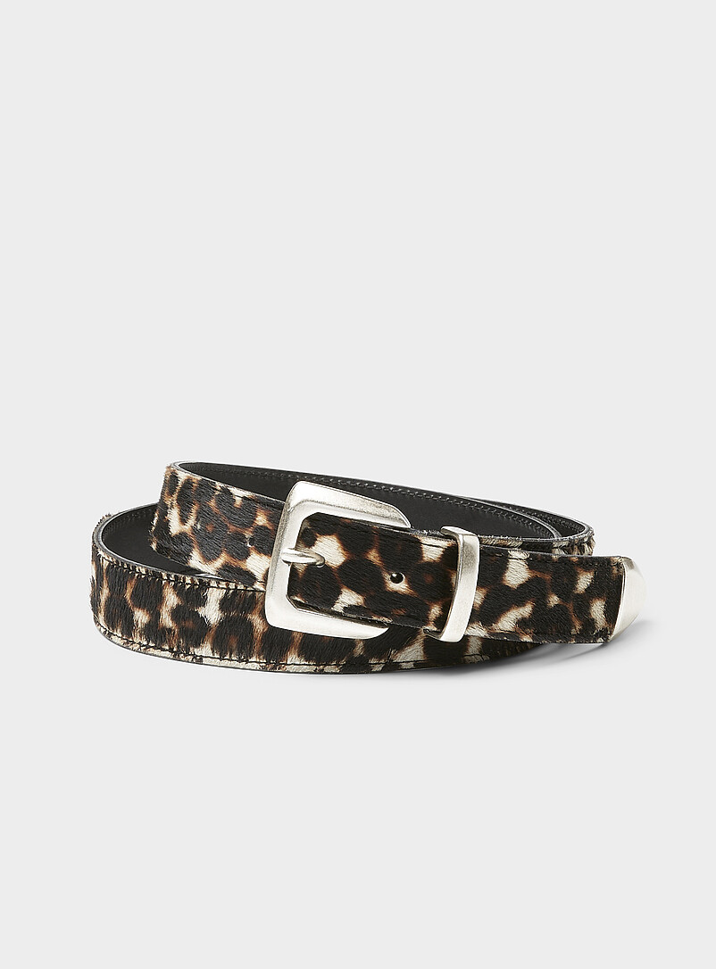 Pony hair leather leopard belt product image (primary)