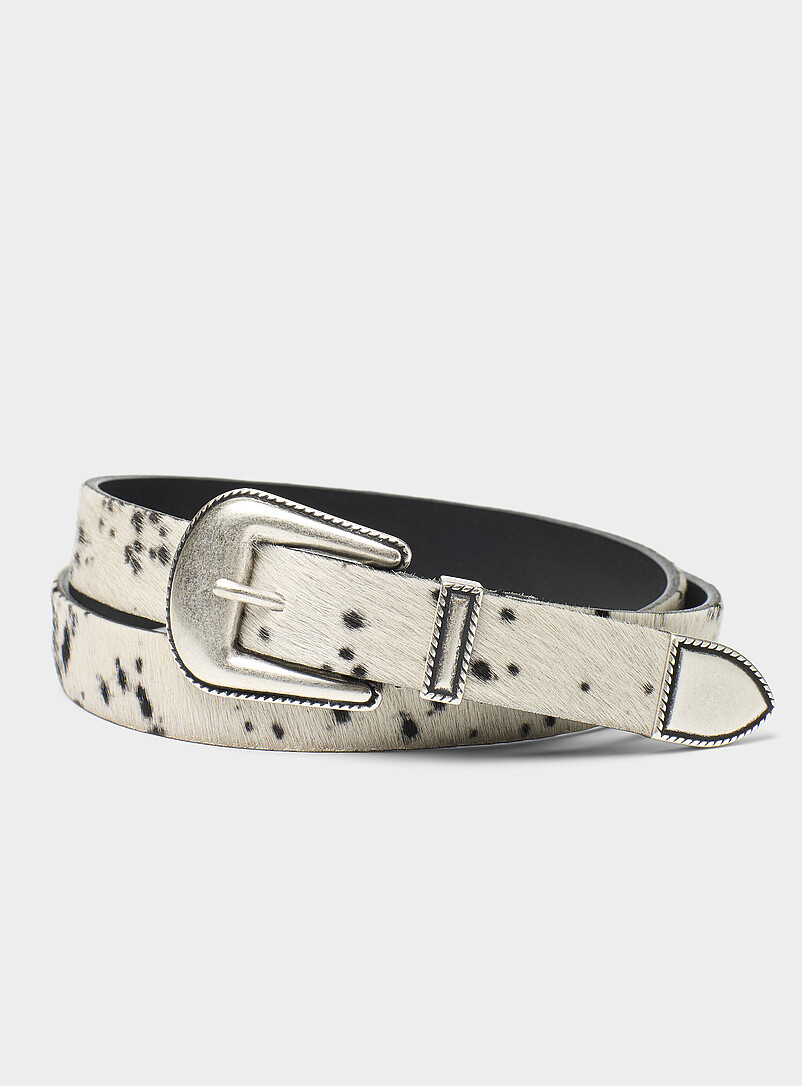 Spotted Pony Hair Leather Western Belt