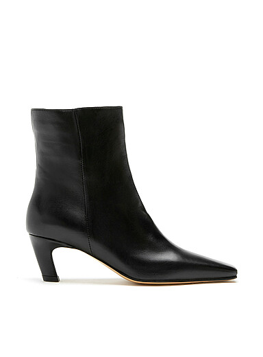 Bottes Femme à Bout Pointu - Design En Cuir Tissé - Talon Bloc 4.5cm - Semelle Caoutchouc Antidérapante - Pour Quotidien Et Sorties - 2
