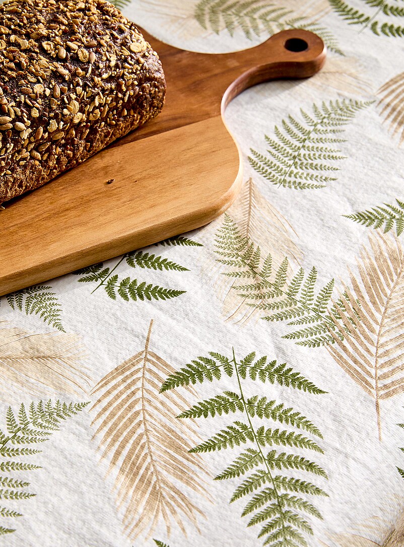 Simons Maison Patterned White Fern foliage vinyl tablecloth