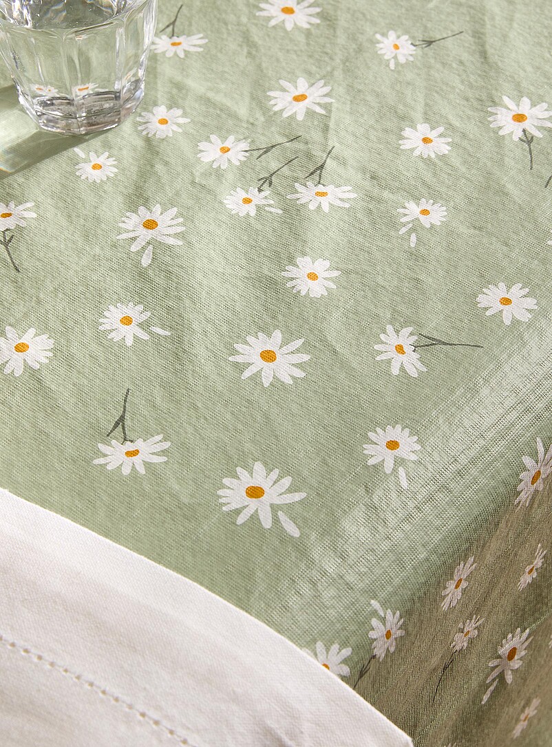 Simons Maison: La nappe vinyle marguerites Vert &agrave; motifs
