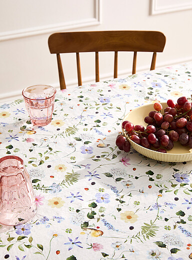 Simons Maison Patterned White Botanical garden vinyl tablecloth