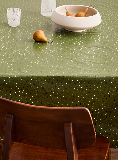 Simons Maison Assorted Polka-dotted khaki vinyl tablecloth