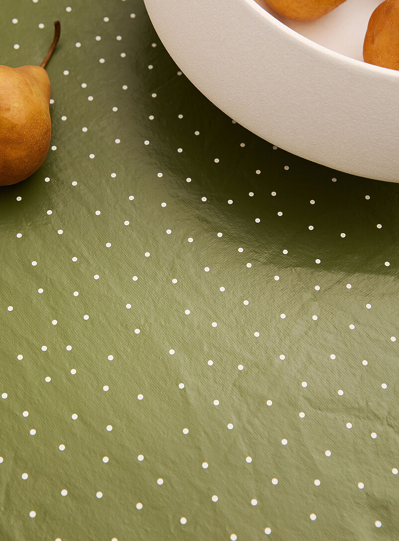 Polka-dotted khaki vinyl tablecloth product image 2