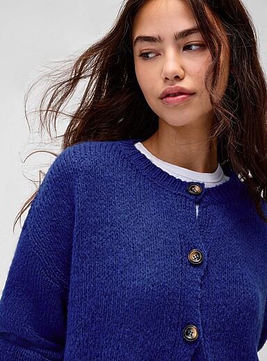 Puff-sleeve cardigan