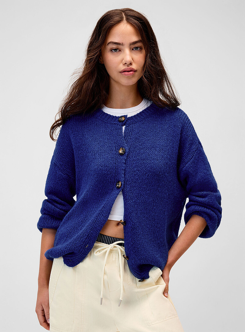 Twik Mint Puff-sleeve cardigan for women