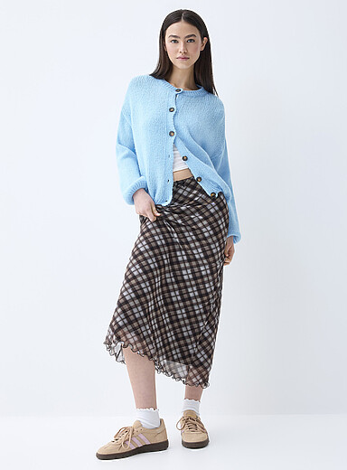 sheer puff sleeve cardigan