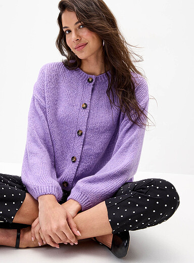 Twik: Le cardigan manches bouffantes Bleu royal - Saphir pour femme