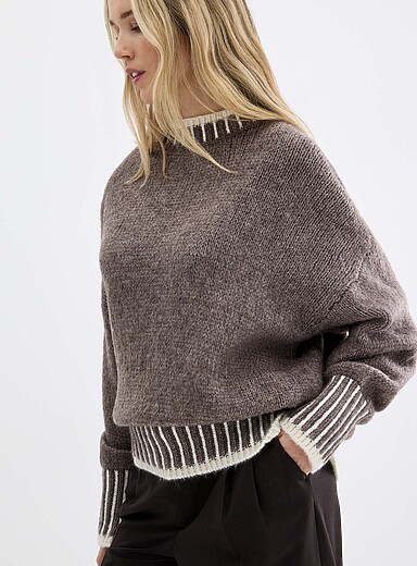 Overcast ribbed trim loose sweater
