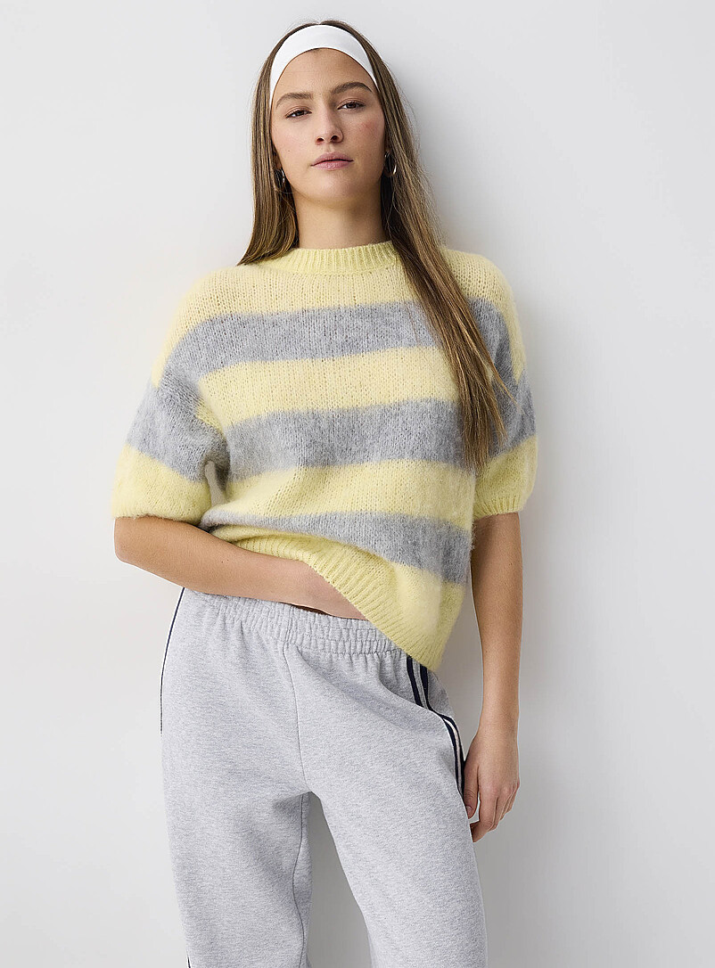 Haut Rayé Multicolore ELLE - Taille S, Manches Courtes, Neuf Avec étiquettes