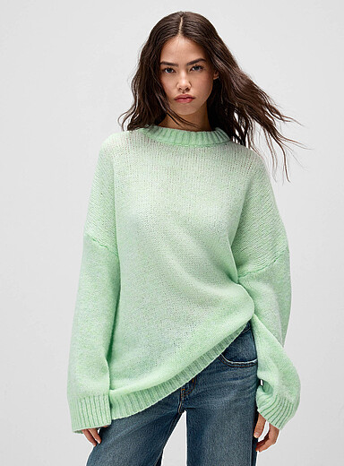 Twik: Le chandail ample tricot scintillant Vert pistache - Menthe pour femme