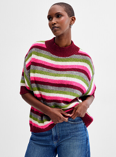 Colourful stripes fuzzy sweater <b>Exclusive collection from Italy</b>