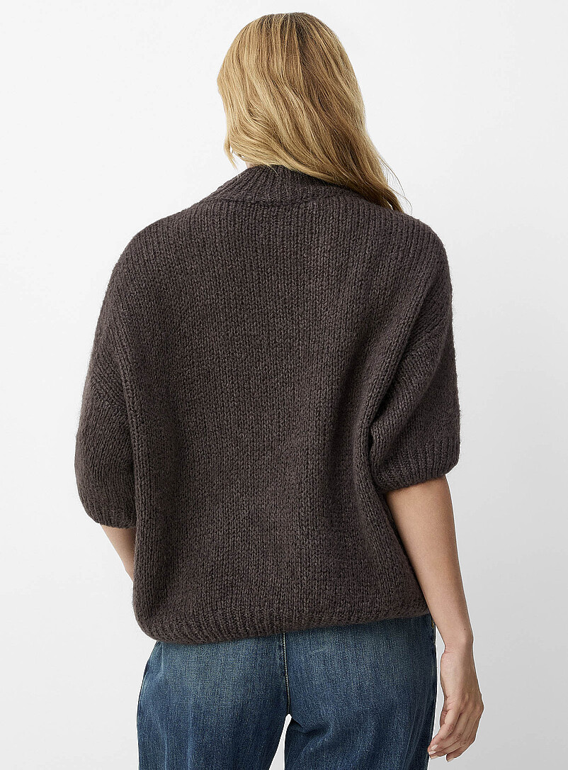 Contemporaine: Le chandail col montant laine et mohair <b>Collection exclusive d'Italie</b> Chocolat - Espresso pour femme