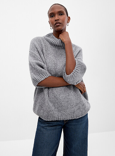 Wool and mohair mock-neck sweater <b>Exclusive collection from Italy</b>
