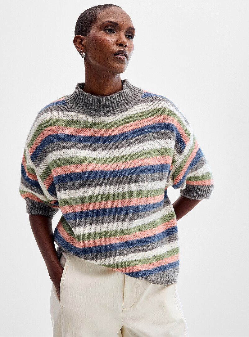 Colourful stripes fuzzy sweater Exclusive collection from Italy product image (primary)