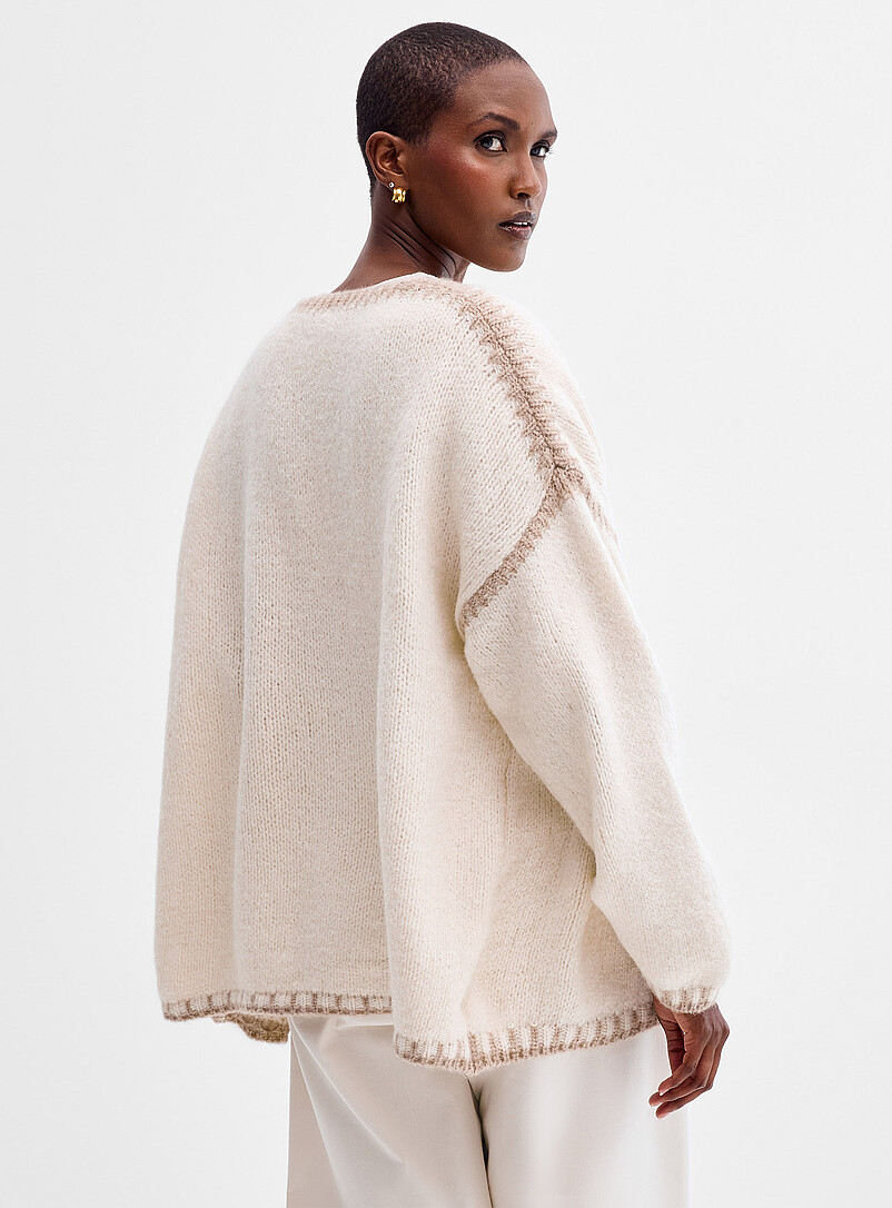 Contrast stitch fuzzy open cardigan Exclusive collection from Italy product image (primary)