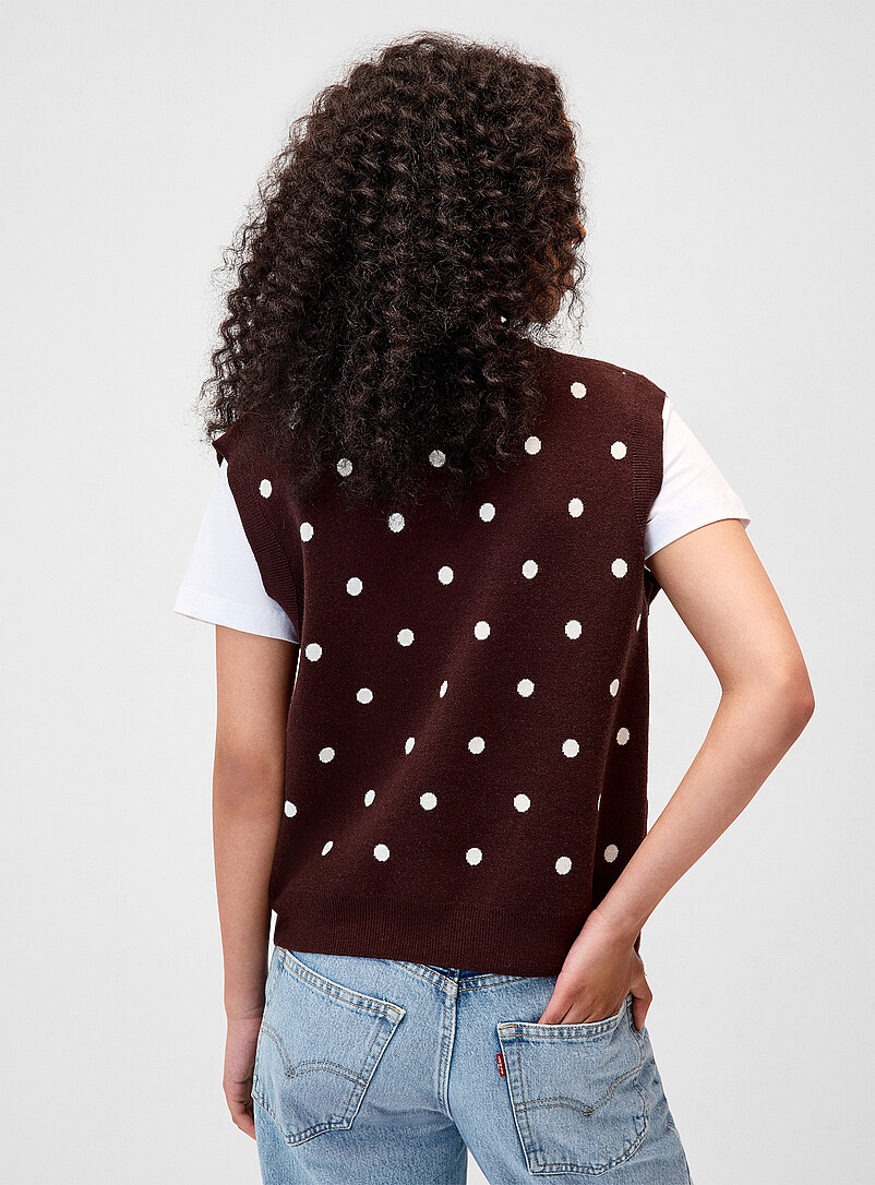Polka-dotted knit V-neck sweater vest product image 2