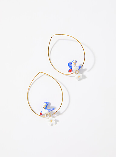 Bluebird hoop earrings