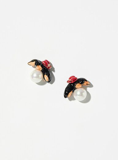 Les boucles d'oreilles teckel et perle