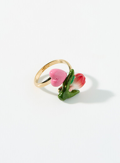 Tulip and heart ring