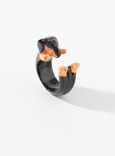 Dachshund porcelain ring