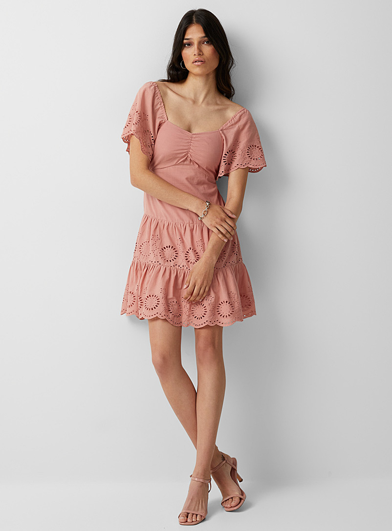 Icône Pink Pink clay ruffled dress for women