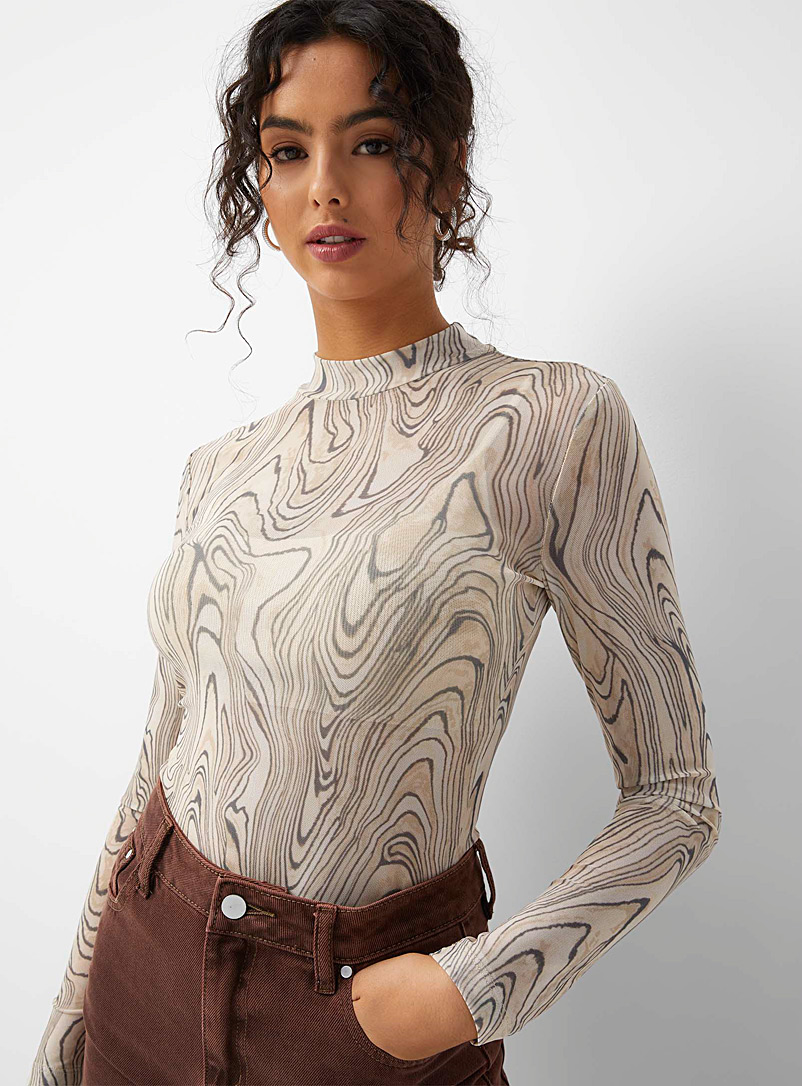 Icône Patterned White Swirls long-sleeve T-shirt for women