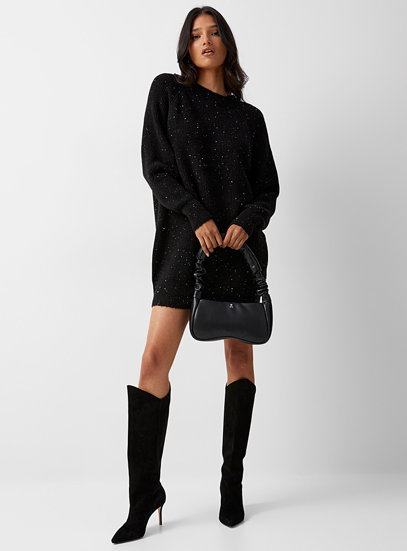 Icône Black Confetti knit long sweater for women