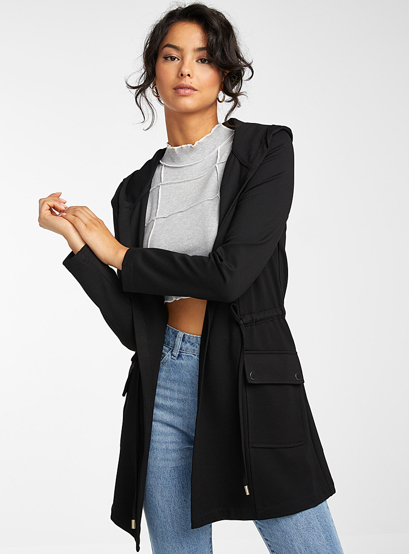 Icône: La veste à capuche jersey structuré Noir pour femme