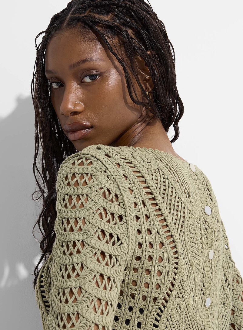 Buttoned back crocheted sweater product image 2