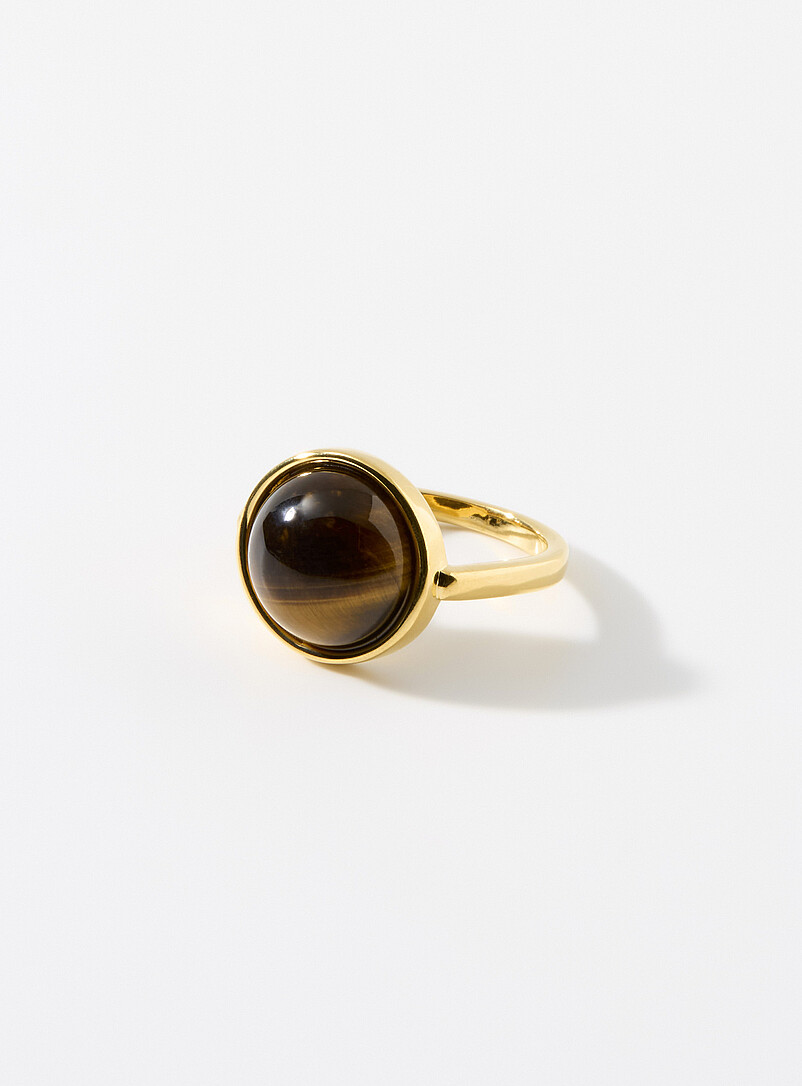Bague Ronde En œil De Tigre De Marque Satellite - Bronze, Taille Réglable, Occasion