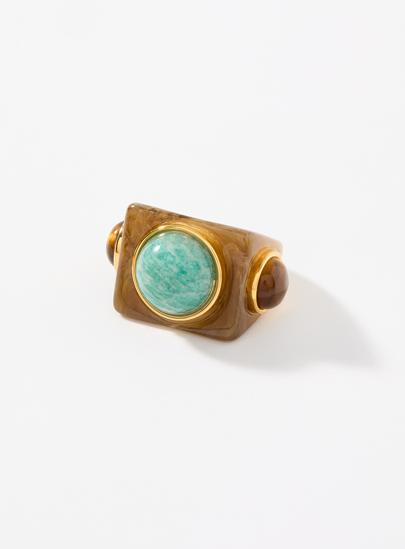 Mixed Stone Rectangular Ring