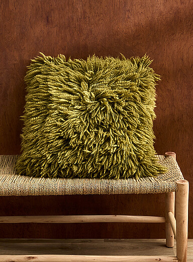 HKLIVING Khaki/Sage/Olive Long embossed fringes khaki removable-cover cushion 50 x 50 cm