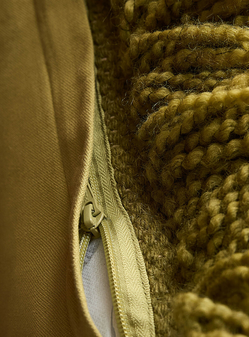 HKLIVING: Le coussin d&eacute;houssable kaki longues franges gaufr&eacute;es 50 x 50 cm Kaki - Sauge - Olive