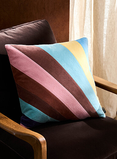 HKLIVING Assorted Diagonal-stripe velvet cushion 45 x 45 cm