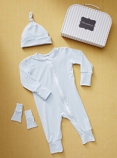 Striped pyjama birth gift set