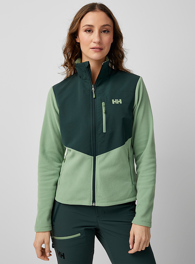 Helly Hansen Lime Green Daybreaker windproof bib zip polar fleece sweatshirt for women