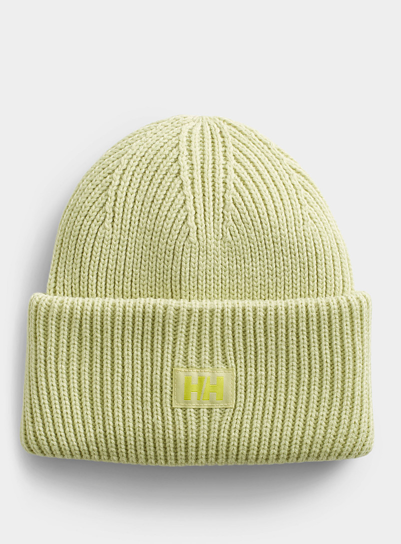 Helly Hansen Lime Green Logo emblem wide-cuff tuque for women