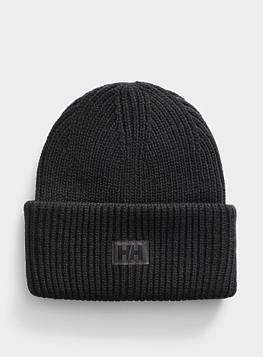 Helly Hansen Black Wide-ribbed-cuff tuque for women