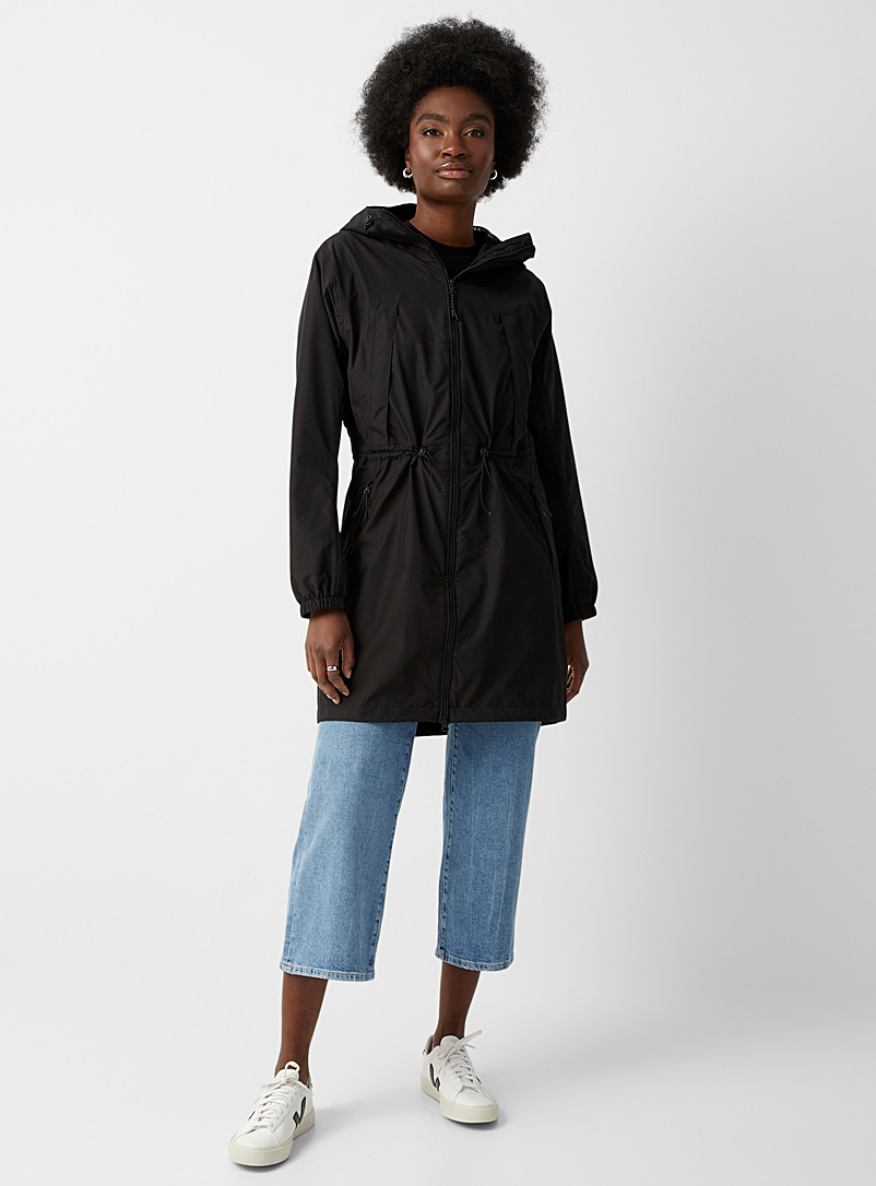 Helly Hansen Black Cinched hooded raincoat for women