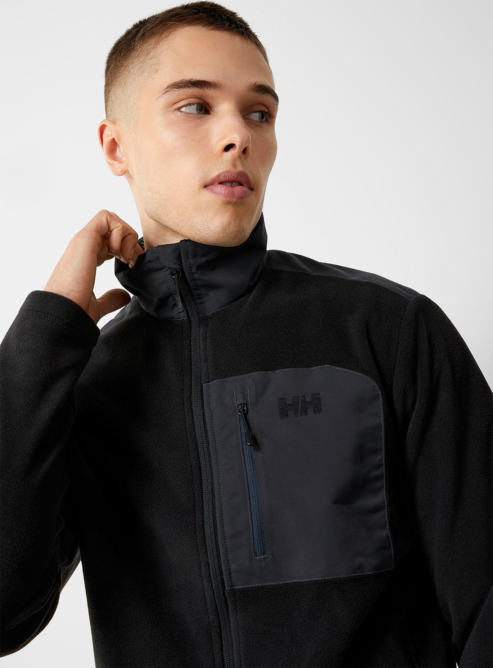 Helly Hansen Daybreaker Fabric-accent Zip-up Polar Fleece Jacket In Black