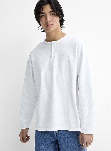 Rolled neck Henley T-shirt <b>Imported from Seoul</b>