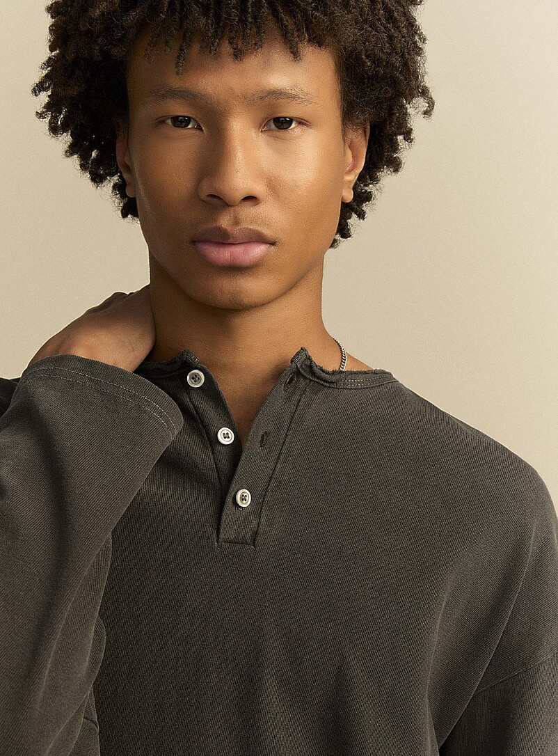 Rolled neck Henley T-shirt Imported from Seoul product image 2