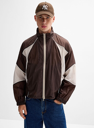 La veste <i>track</i> toile craquante blocs couleurs <b>Importation de S&eacute;oul</b>
