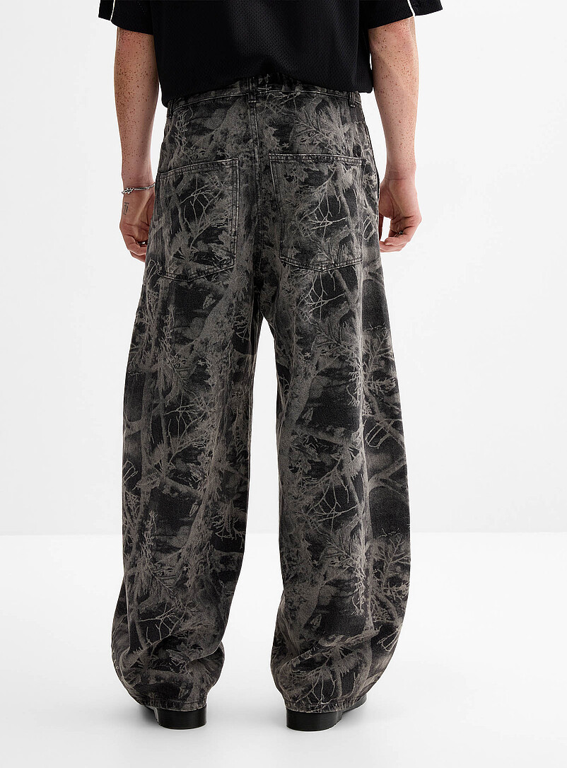 Camouflage pattern wide-leg jean Barrel fit Seoul collection