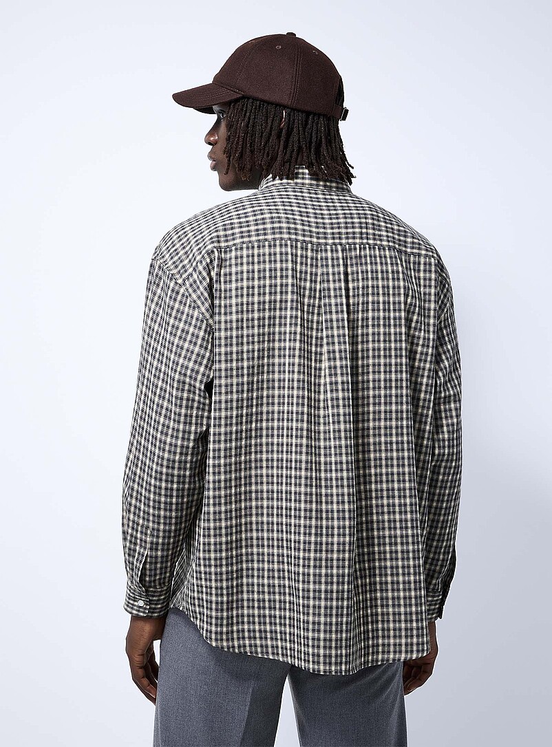 Le 31 Ivory/Cream Beige Small check shirt <b>Imported from Seoul</b> for men