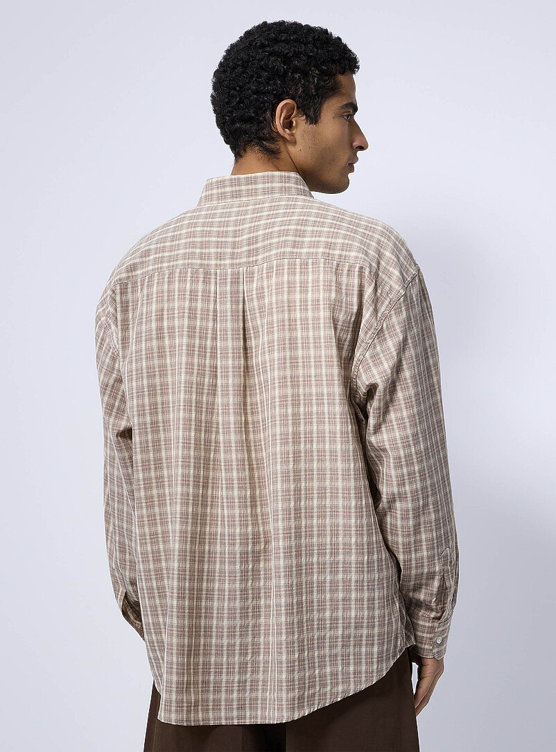 Le 31 Ivory/Cream Beige Small check shirt <b>Imported from Seoul</b> for men