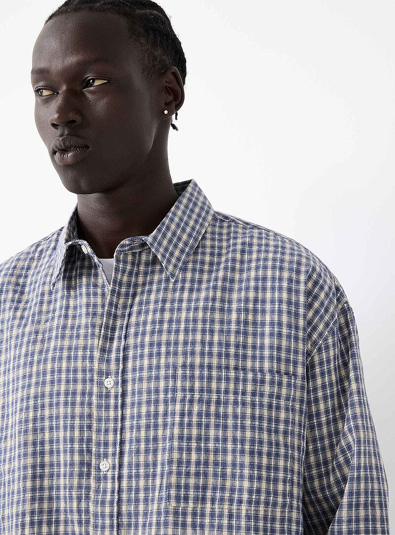Le 31 Ivory/Cream Beige Small check shirt <b>Imported from Seoul</b> for men