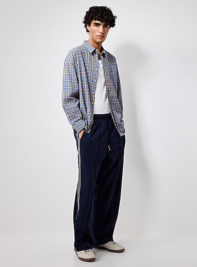 Le 31 Navy/Midnight Blue Herringbone band track pant <b>Imported from Seoul</b> for men